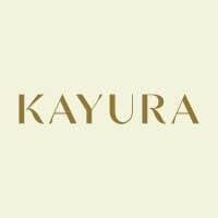 Minimalist logo featuring the word KAYURA in elegant gold serif font on cream background.