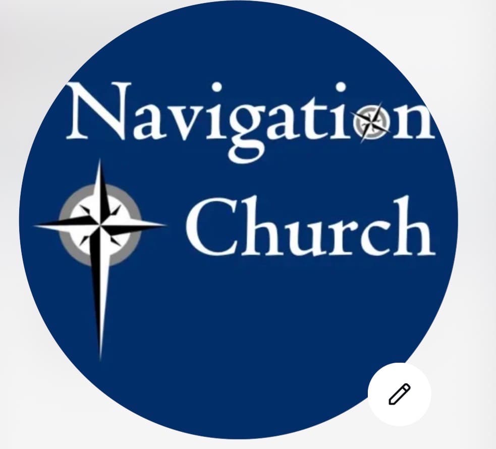 Navigation Church logo with white text and a compass rose on a dark blue circle.
